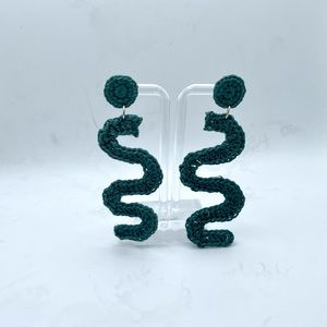 Crochet Teal Stud/Dangle Earrings